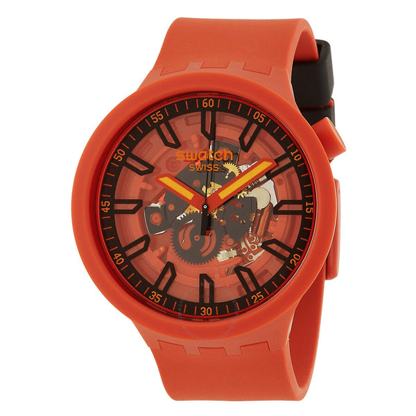 Swatch Monthly Drops Quartz Matte Red Dial Unisex Watch SB01R100 - The Watches Men & Co