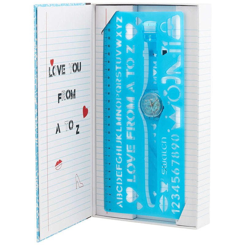 Swatch Mother's Day Love From A To Z Quartz Blue Dial Ladies Watch GZ353 - The Watches Men & Co #4