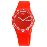 Swatch Over Red Quartz Red Dial Red Silicone Unisex Watch GR713 - The Watches Men & Co