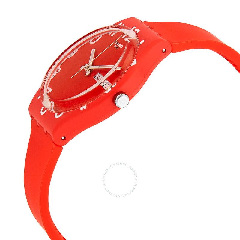 Swatch Over Red Quartz Red Dial Red Silicone Unisex Watch GR713 - The Watches Men & Co #2