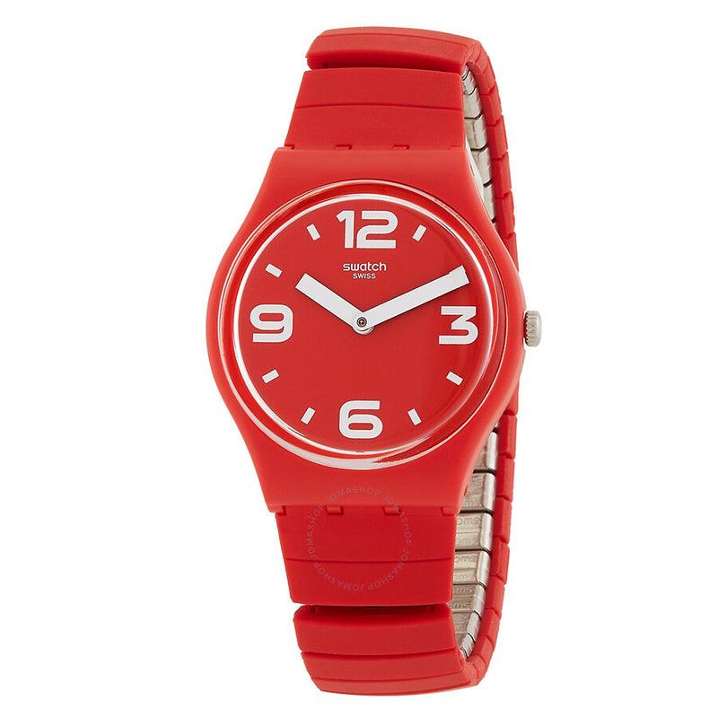 Swatch Pepeblu Quartz Red Dial Ladies Watch GR173A - The Watches Men & Co