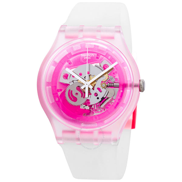 Swatch Pinkmazing Pink Skeleton Dial Watch SUOK130 - The Watches Men & Co