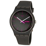 Swatch Rebel Brown Dial Brown Rubber 41 mm Watch SUOC700 - The Watches Men & Co