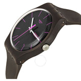Swatch Rebel Brown Dial Brown Rubber 41 mm Watch SUOC700 - The Watches Men & Co #2
