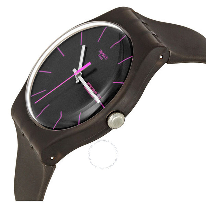 Swatch Rebel Brown Dial Brown Rubber 41 mm Watch SUOC700 - The Watches Men & Co #2