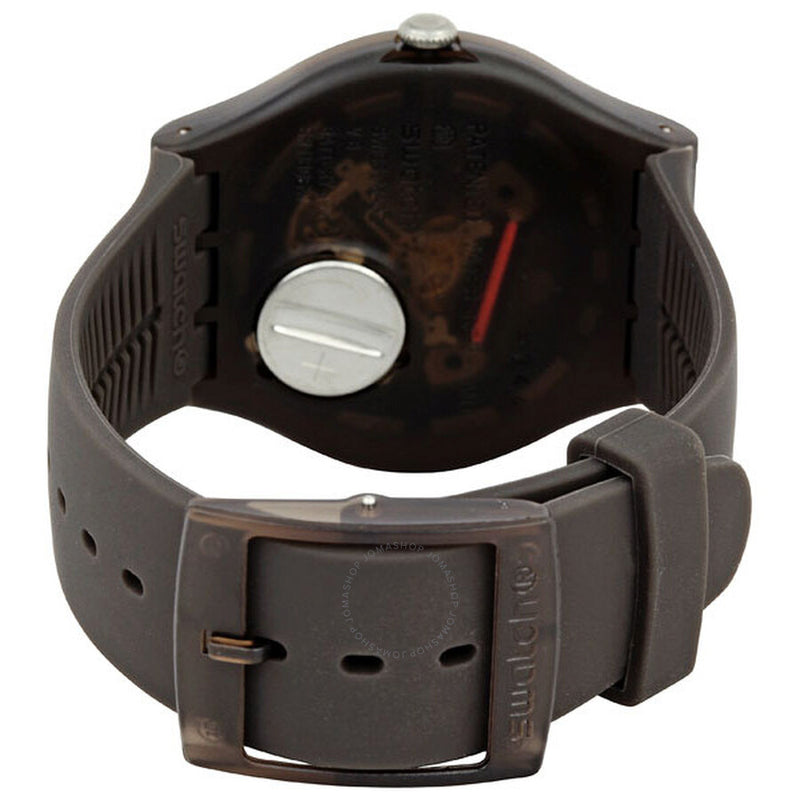 Swatch Rebel Brown Dial Brown Rubber 41 mm Watch SUOC700 - The Watches Men & Co #3