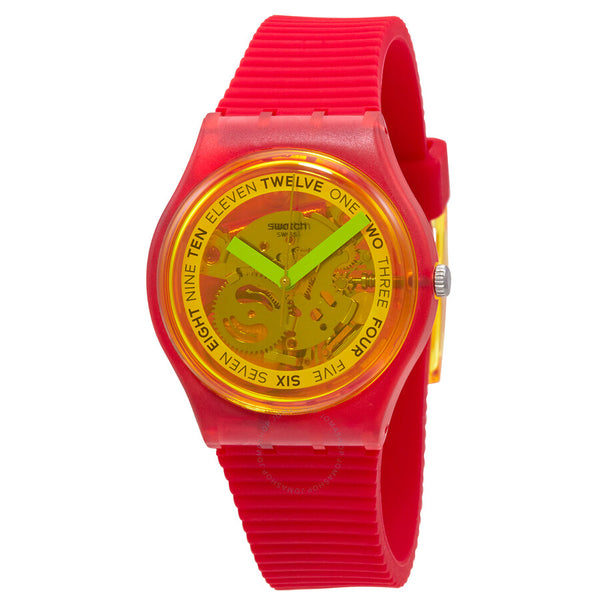 Swatch Retro-Rosso Quartz Transparent Yellow Dial Unisex Watch GR185 - The Watches Men & Co