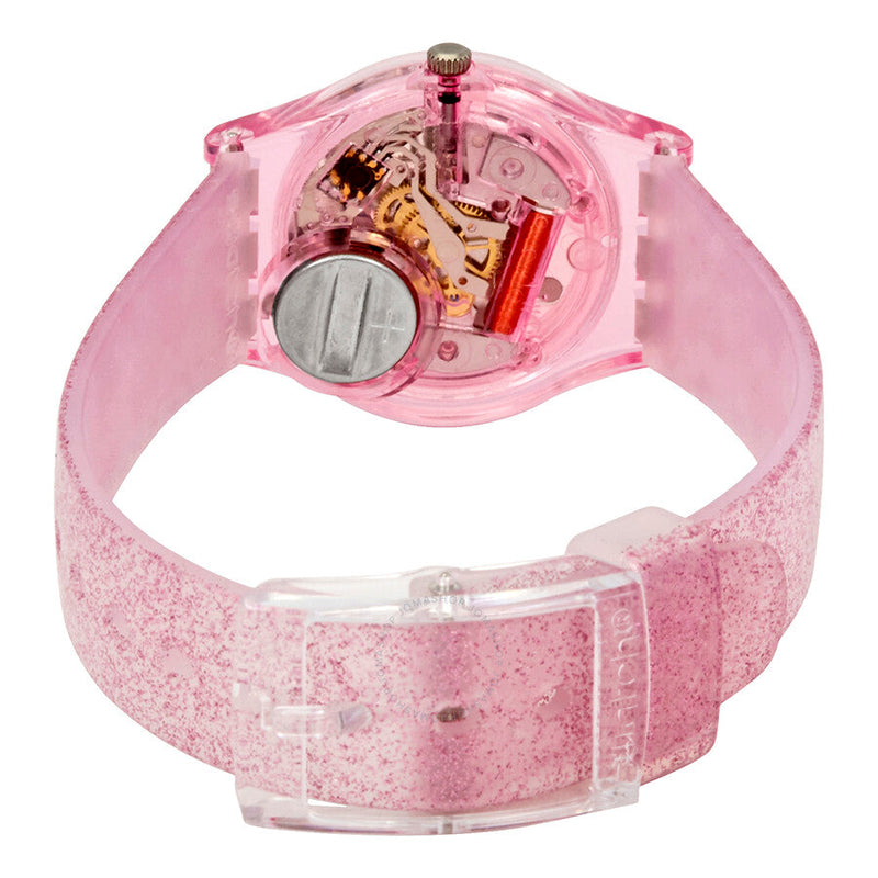Swatch Rose Glistar Grey Dial Pink Glitter Silicone Leadies Watch LP132C - The Watches Men & Co #3