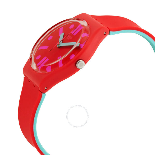 Swatch Rossofino Quartz Red Dial Unisex Watch GR170 - The Watches Men & Co #2