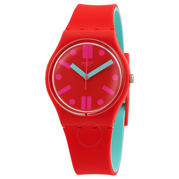 Swatch Rossofino Quartz Red Dial Unisex Watch GR170 - The Watches Men & Co