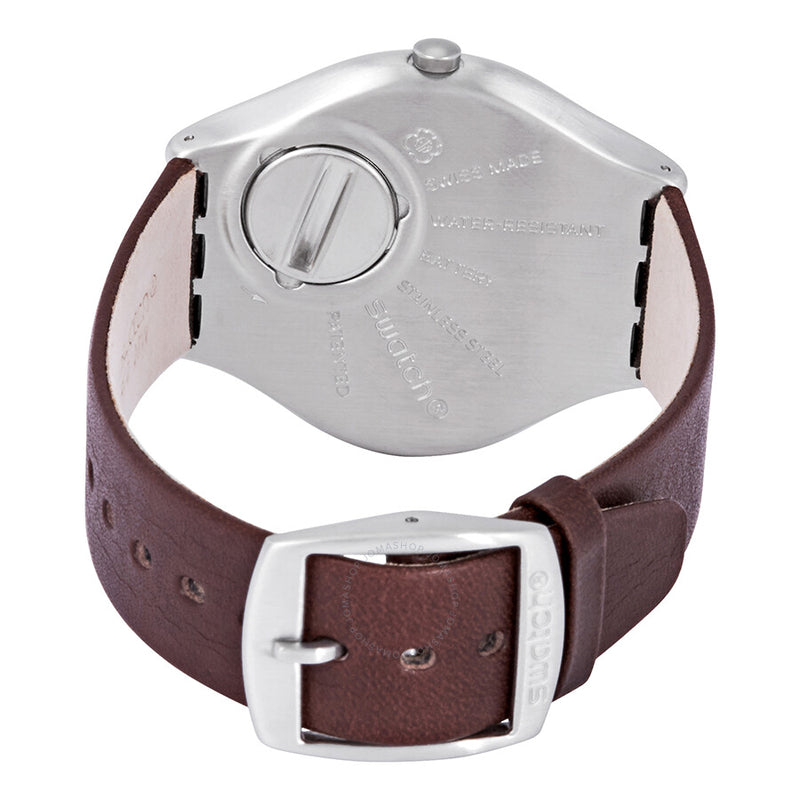 Swatch Skinbrushed Black Dial Brown Leather Men's Watch SYXS102 - The Watches Men & Co #3
