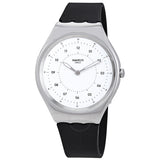 Swatch Skinnoiriron White Dial Black Rubber Unisex Watch SYXS100 - The Watches Men & Co