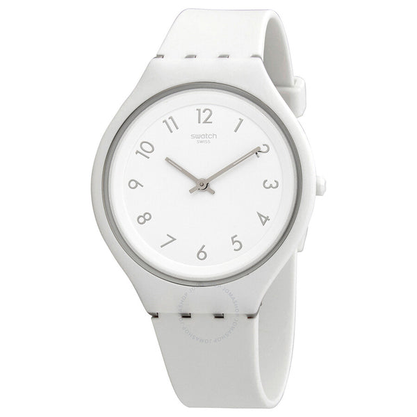 Swatch Skinsnow White Silicone Skin Unisex Watch SVUW101 - The Watches Men & Co