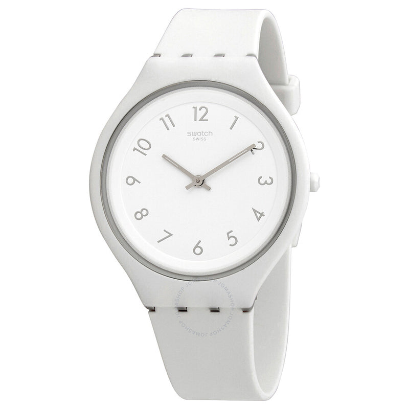 Swatch Skinsnow White Silicone Skin Unisex Watch SVUW101 - The Watches Men & Co