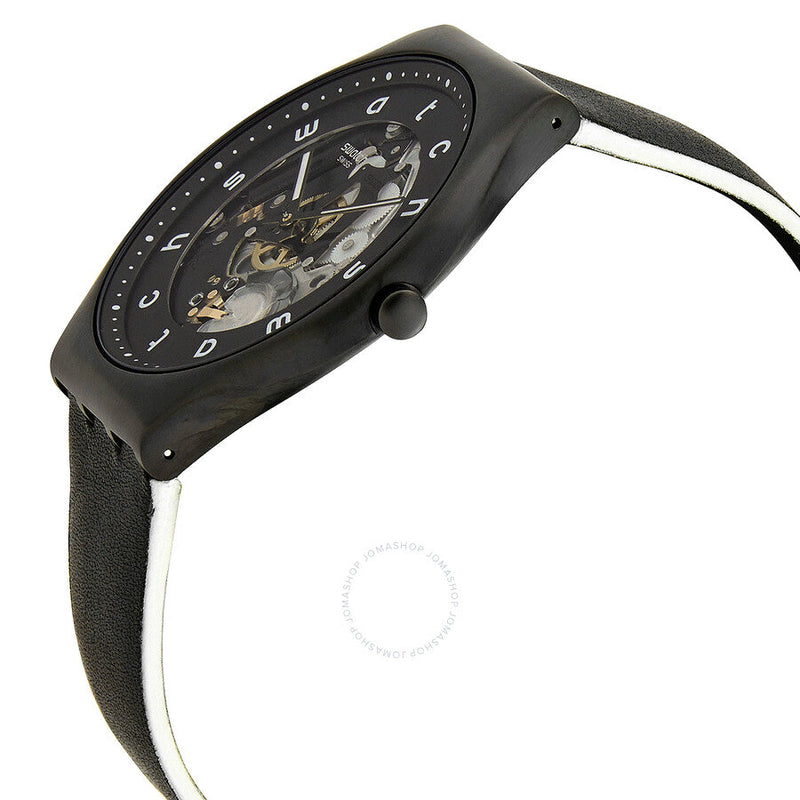 Swatch White Side Quartz Black Skeleton Dial Men's Watch SS07B101 - The Watches Men & Co #2