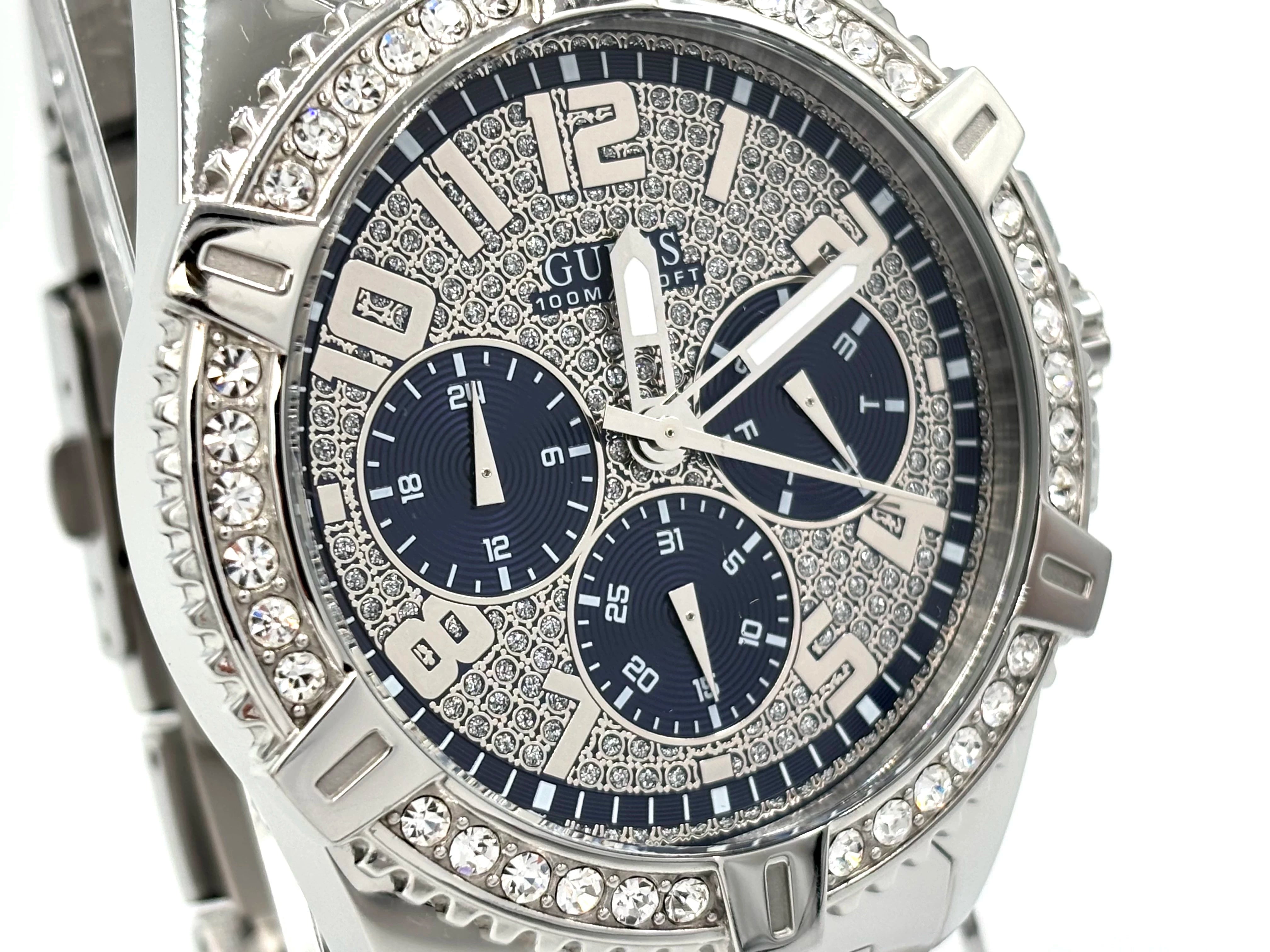 Guess Frontier MultiFunction Dimond Silver 48mm Blue Men's Watch - GW0351G2