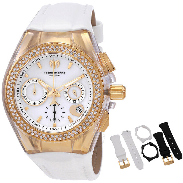 Technomarine Cruise Chronograph Quartz Crystal White Dial Ladies Watch TM-117046 - The Watches Men & Co