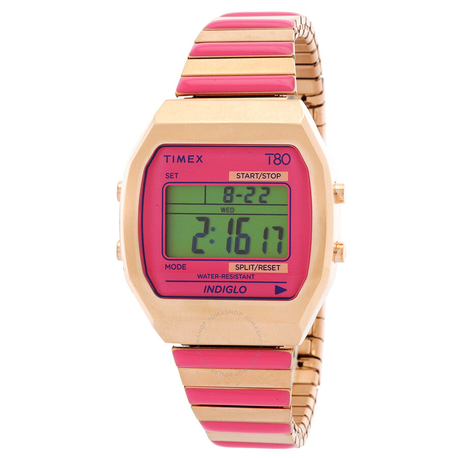 Timex 80 Quartz Digital Pink Dial Expansion Band Ladies Watch TW2W41600 - The Watches Men & Co