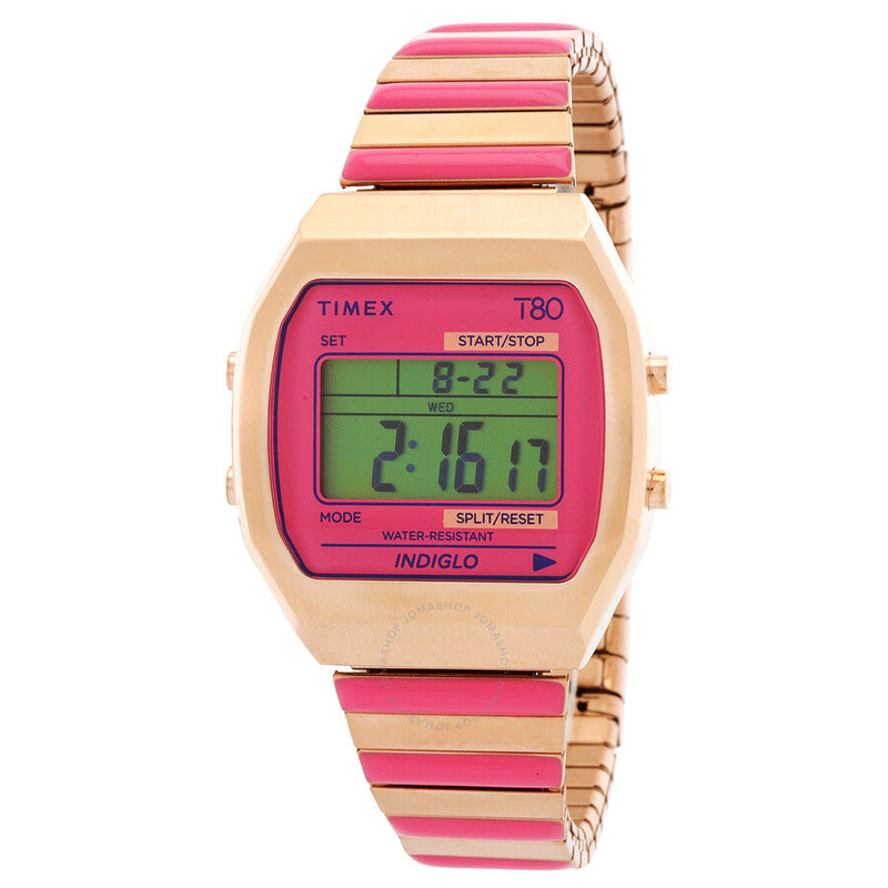 Timex 80 Quartz Digital Pink Dial Expansion Band Ladies Watch TW2W41600 - The Watches Men & Co