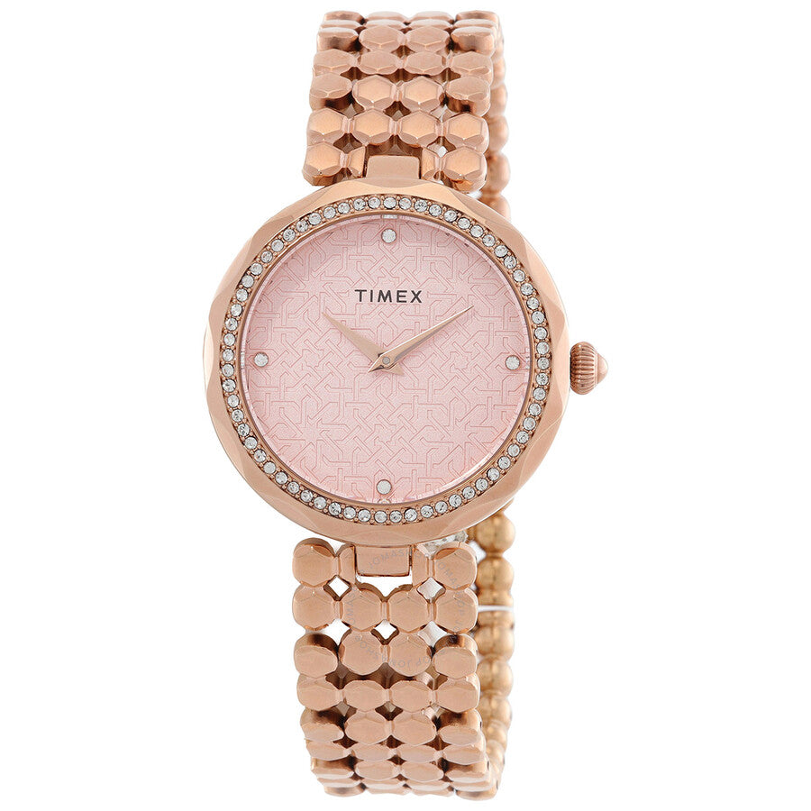 Timex City Quartz Crystal Rose Dial Ladies Watch TW2V02800 - The Watches Men & Co