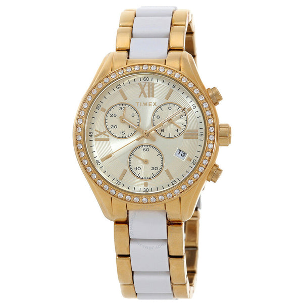 Timex Classic Chronograph Quartz Crystal Gold Dial Ladies Watch TW2V74900 - The Watches Men & Co