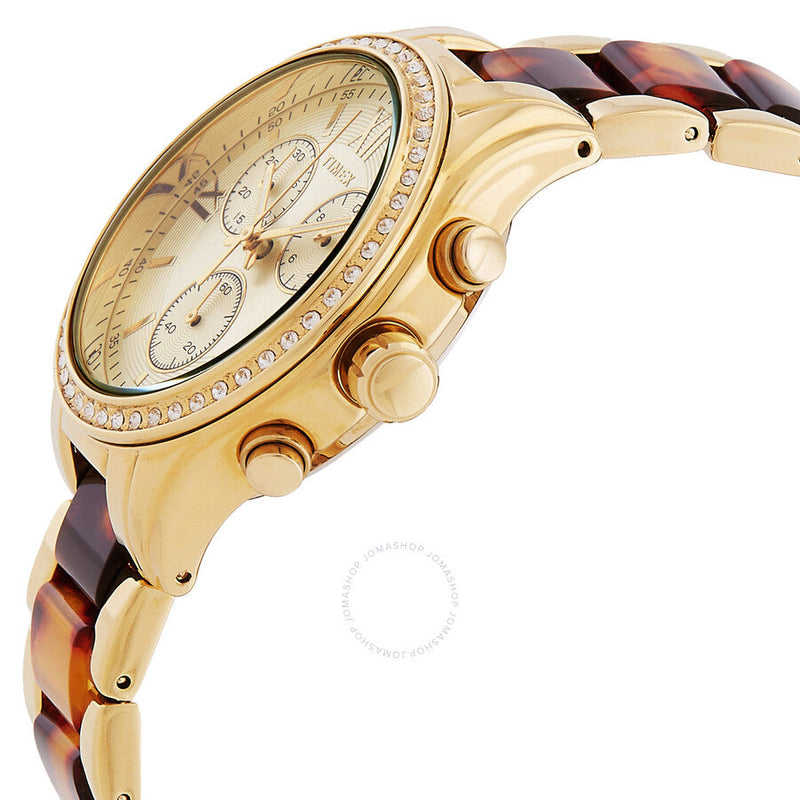 Timex Classic Chronograph Quartz Gold Dial Ladies Watch TW2V74800 - The Watches Men & Co #2
