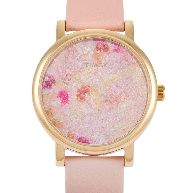 Timex Crystal Bloom Quartz Pink Crystal Dial Ladies Watch TW2R66300 - The Watches Men & Co