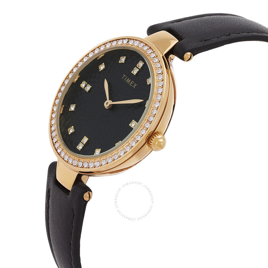 Timex Legacy Quartz Crystal Black Dial Ladies Watch TW2V45100 - The Watches Men & Co #2