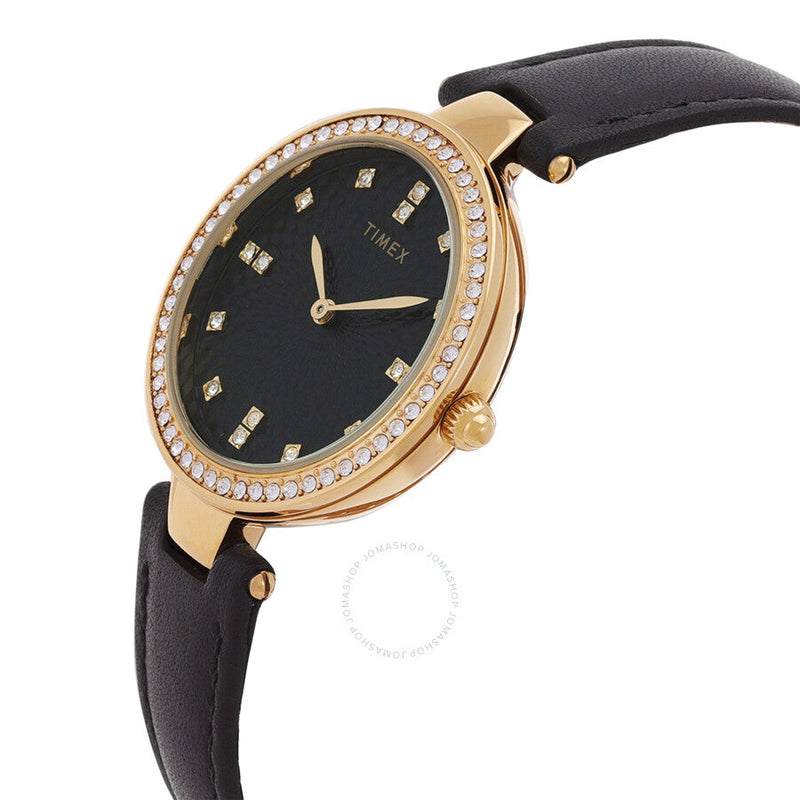 Timex Legacy Quartz Crystal Black Dial Ladies Watch TW2V45100 - The Watches Men & Co #2