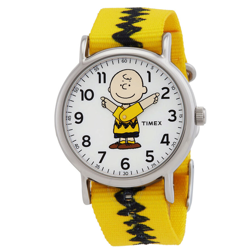 Timex Peanuts Charlie Quartz White Dial Watch TW2R41100BR - The Watches Men & Co