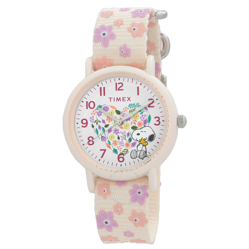 Timex Peanuts Quartz White Dial Ladies Watch TW2W33400 - The Watches Men & Co