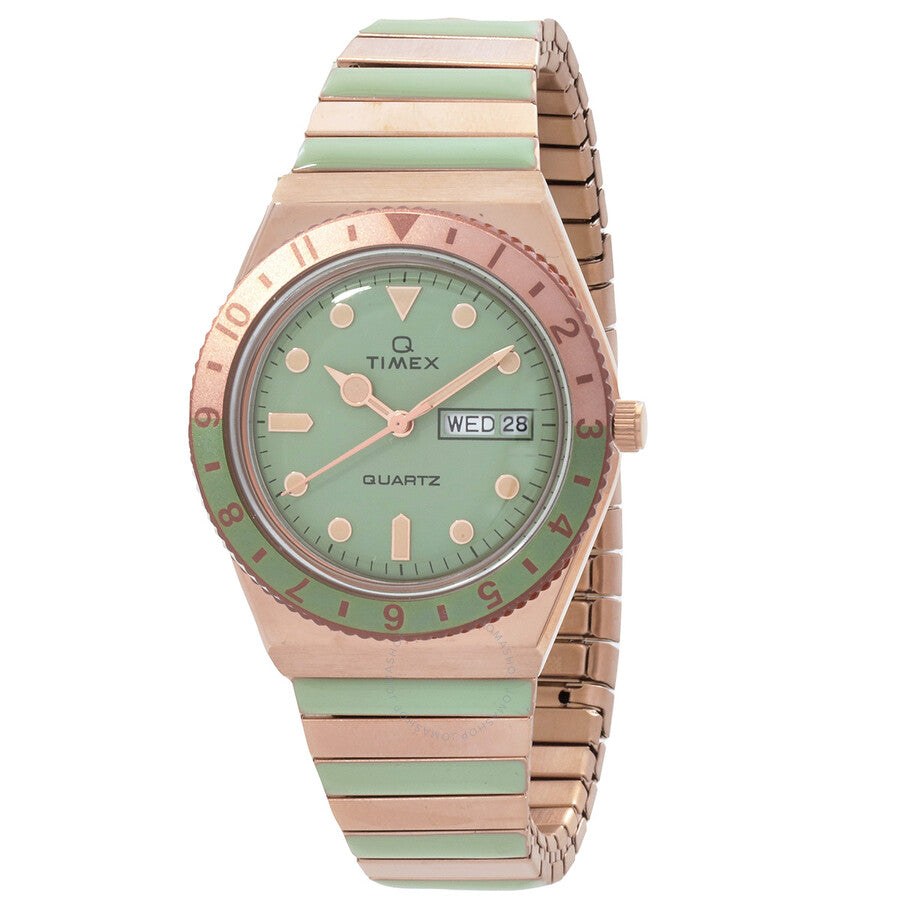 Timex Q Timex Malibu Quartz Green Dial Ladies Watch TW2V38700VQ - The Watches Men & Co