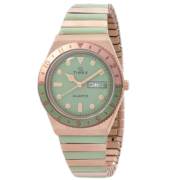 Timex Q Timex Malibu Quartz Green Dial Ladies Watch TW2V38700VQ - The Watches Men & Co
