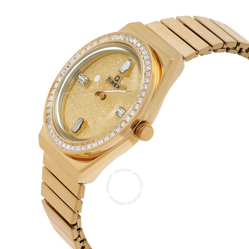 Timex Q Timex Quartz Crystal Gold Dial Ladies Watch TW2W10500 - The Watches Men & Co #2