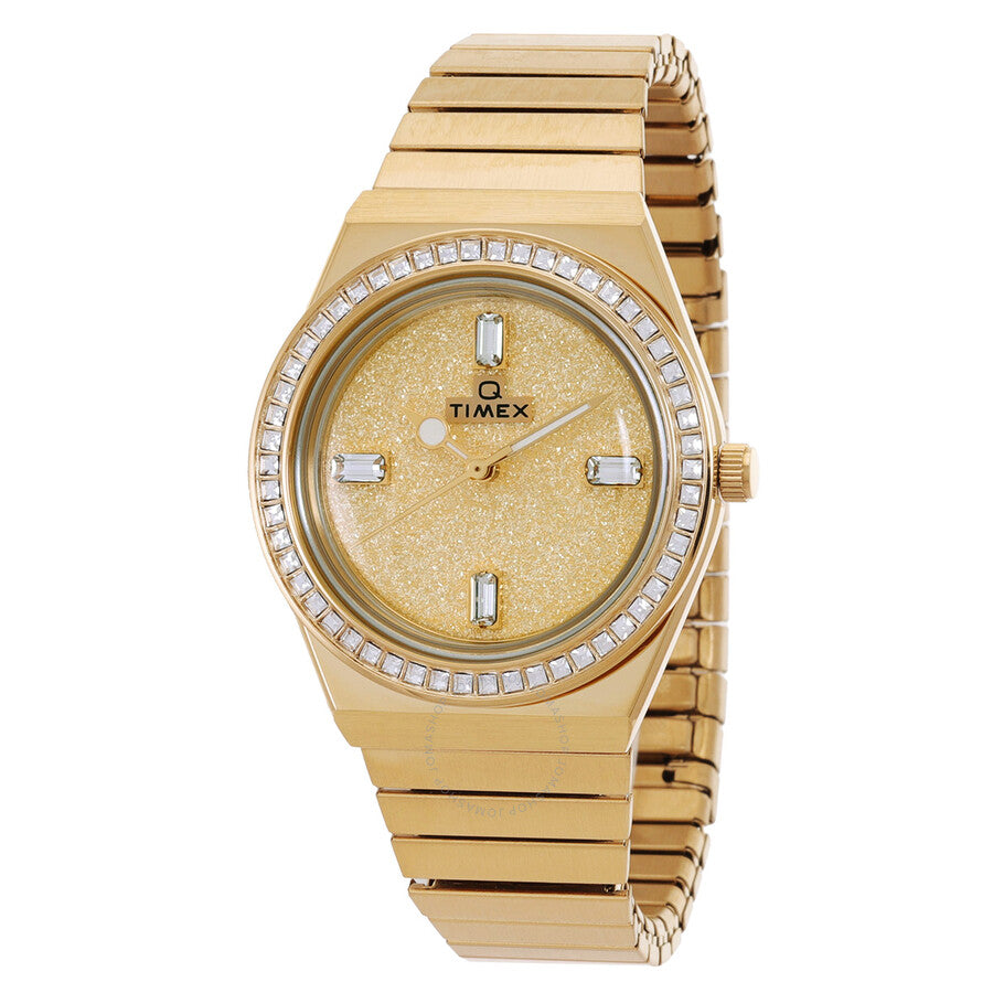 Timex Q Timex Quartz Crystal Gold Dial Ladies Watch TW2W10500 - The Watches Men & Co