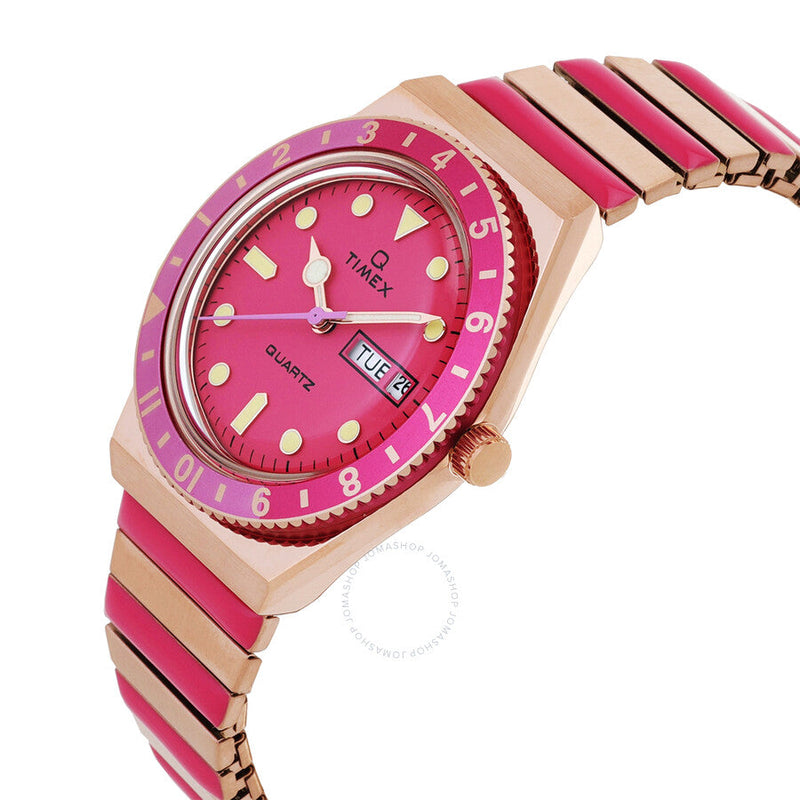 Timex Q Timex Quartz Pink Dial Expansion Band Ladies Watch TW2W41000 - The Watches Men & Co #2