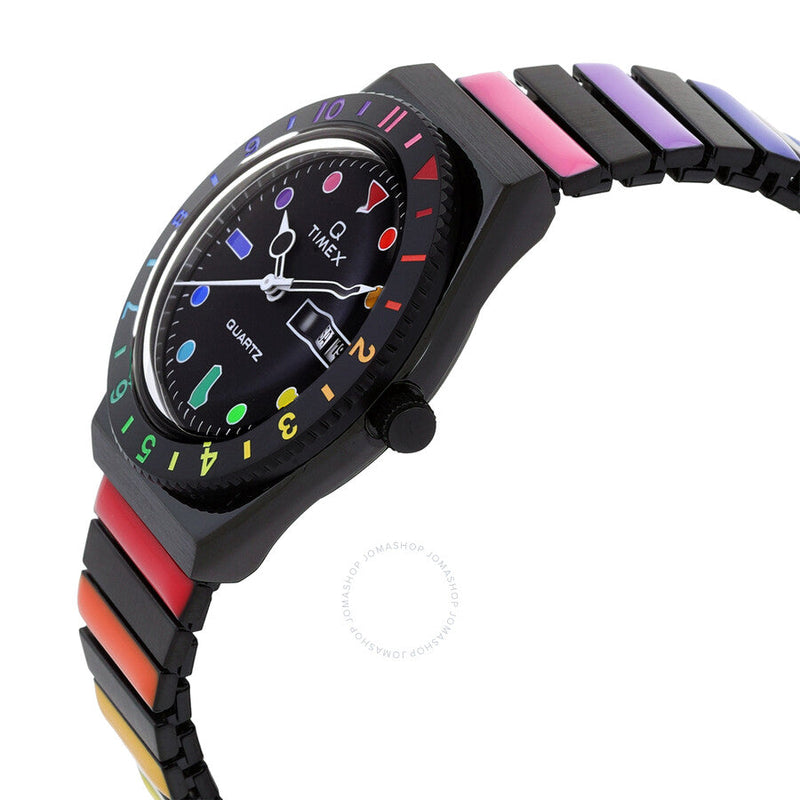 Timex Q Rainbow Quartz Black Dial Expansion Band Ladies Watch TW2V65900 - The Watches Men & Co #2