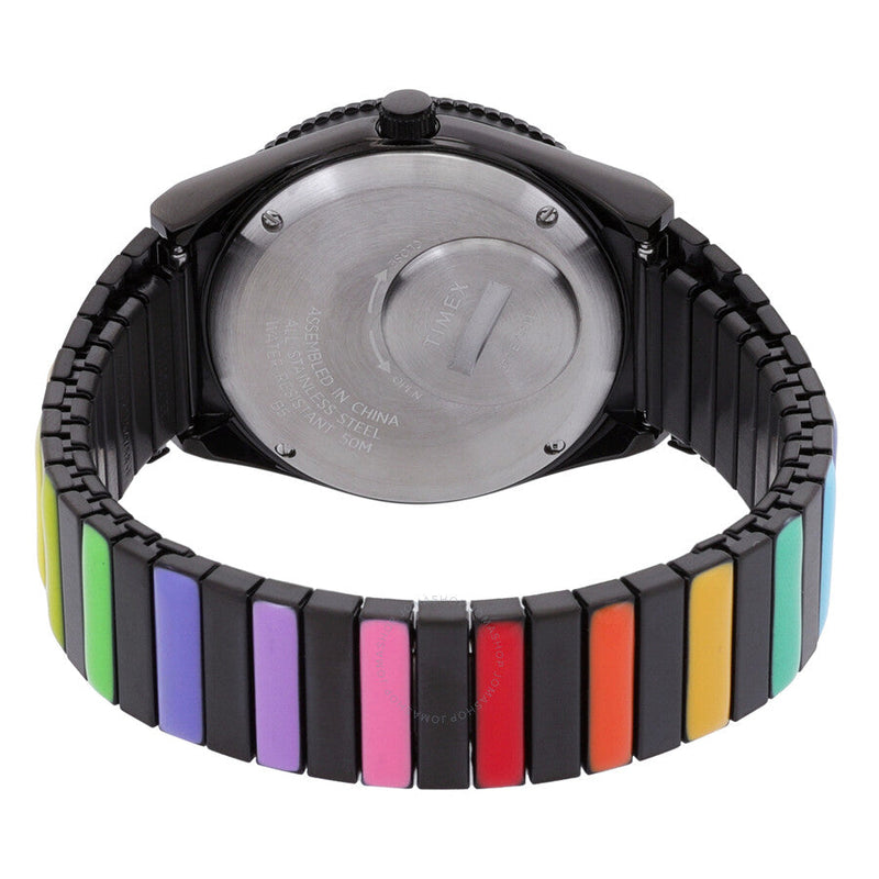 Timex Q Rainbow Quartz Black Dial Expansion Band Ladies Watch TW2V65900 - The Watches Men & Co #3
