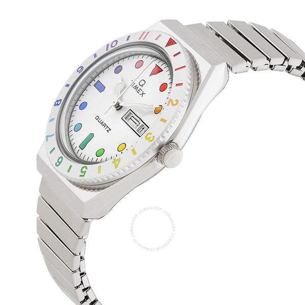Timex Q Rainbow Quartz Silver Dial Expansion Band Ladies Watch TW2V66000 - The Watches Men & Co #2