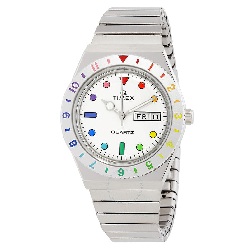 Timex Q Rainbow Quartz Silver Dial Expansion Band Ladies Watch TW2V66000 - The Watches Men & Co