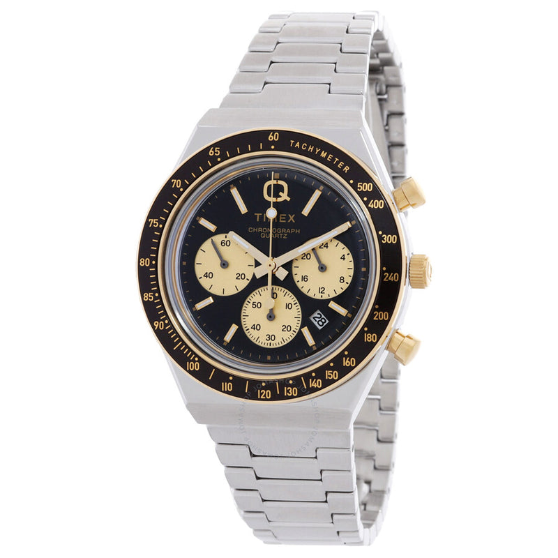 Timex Q Timex Chronograph Quartz Black Dial Men's Watch TW2W64200 - The Watches Men & Co