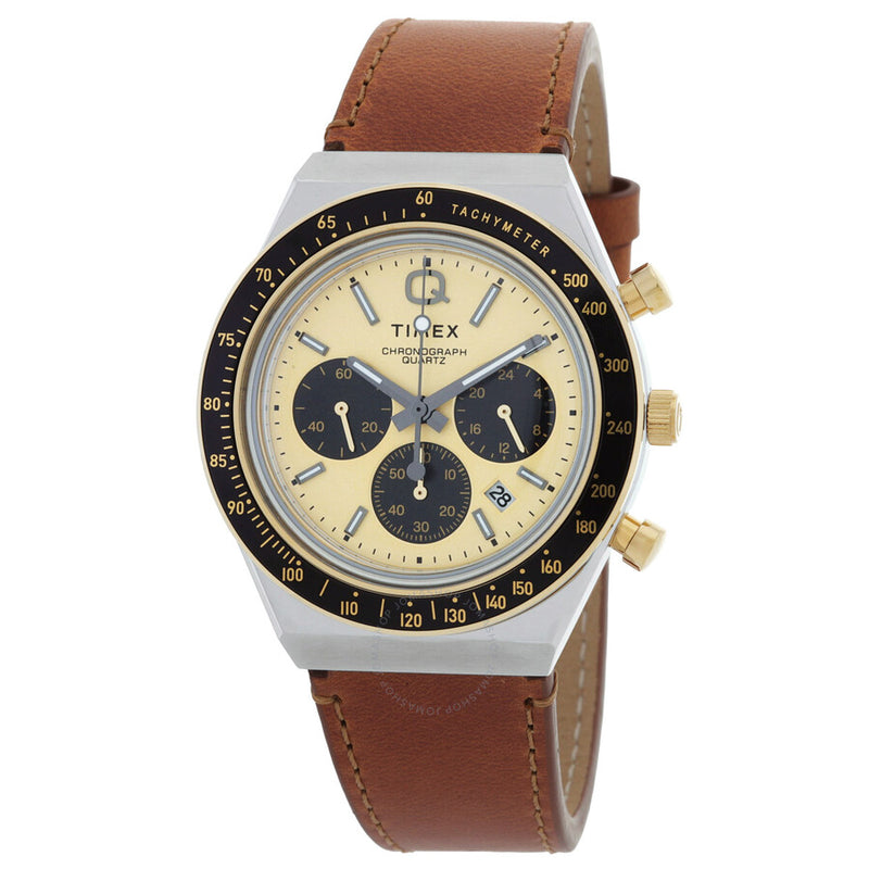 Timex Q Timex Chronograph Quartz Gold Dial Men's Watch TW2W64400 - The Watches Men & Co
