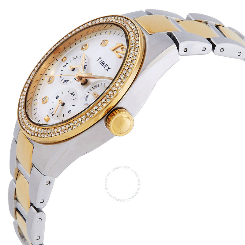 Timex Trend Simone Quartz Crystal White Dial Ladies Watch TW2V80300 - The Watches Men & Co #2