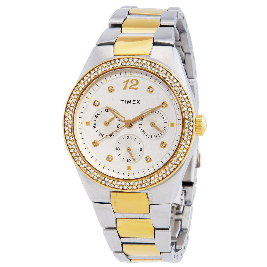 Timex Trend Simone Quartz Crystal White Dial Ladies Watch TW2V80300 - The Watches Men & Co
