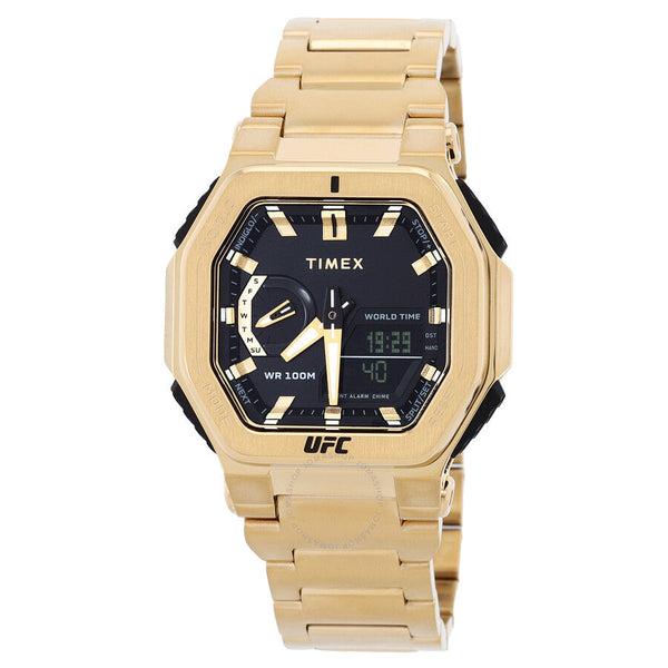 Timex UFC Colossus Alarm World Time Quartz Analog-Digital Black Dial Men's Watch TW2V84500 - The Watches Men & Co