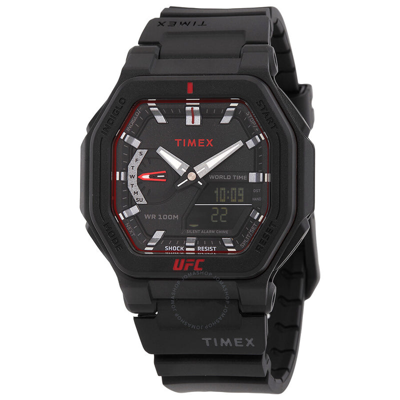Timex UFC Colossus Alarm World Time Quartz Analog-Digital Black Dial Men's Watch TW2V55200 - The Watches Men & Co