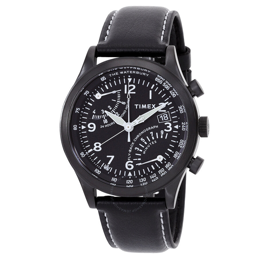 Timex Waterbury Chronograph GMT Quartz Black Dial Men's Watch TW2W48000 - The Watches Men & Co