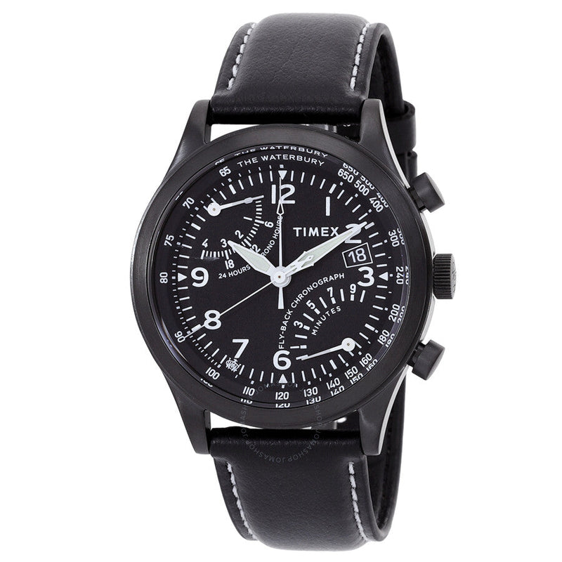 Timex Waterbury Chronograph GMT Quartz Black Dial Men's Watch TW2W48000 - The Watches Men & Co