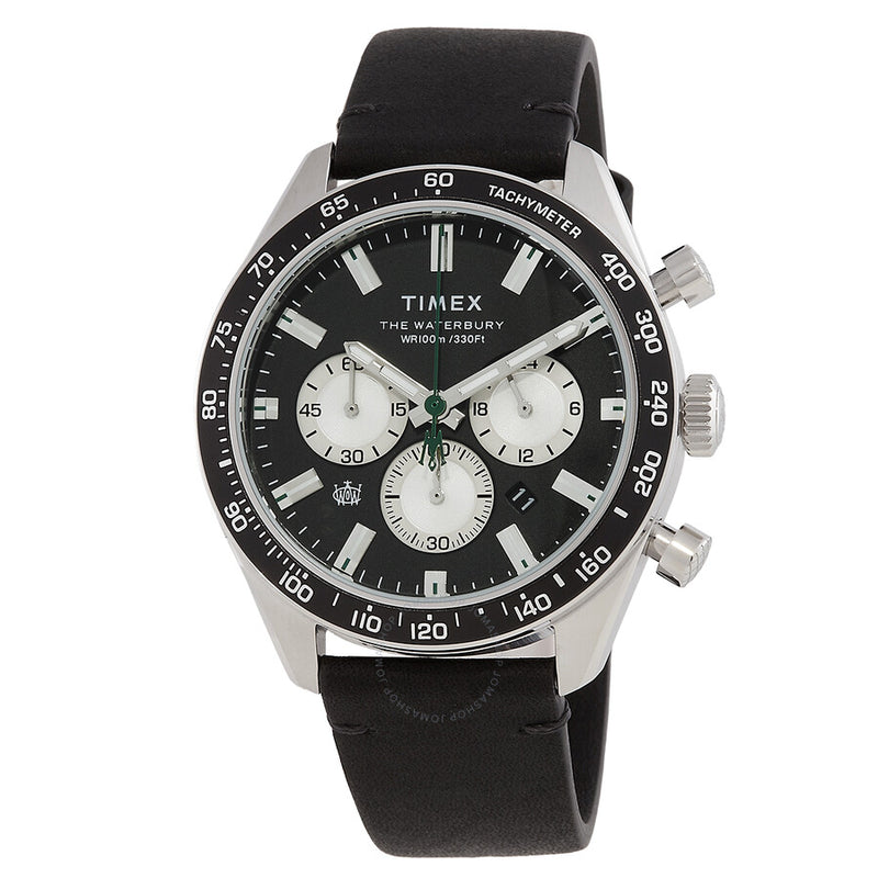 Timex Waterbury Chronograph Quartz Black Dial Men's Watch TW2V42500 - The Watches Men & Co