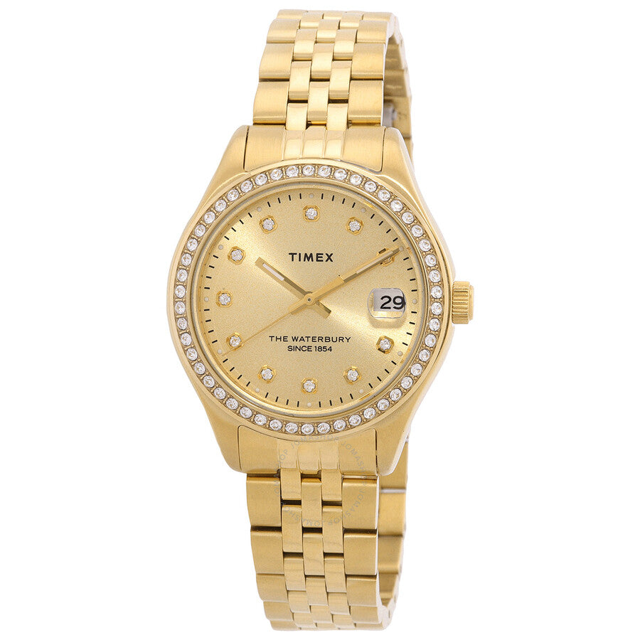 Timex Waterbury Traditional Quartz Crystal Gold Dial Watch TW2U53800 - The Watches Men & Co